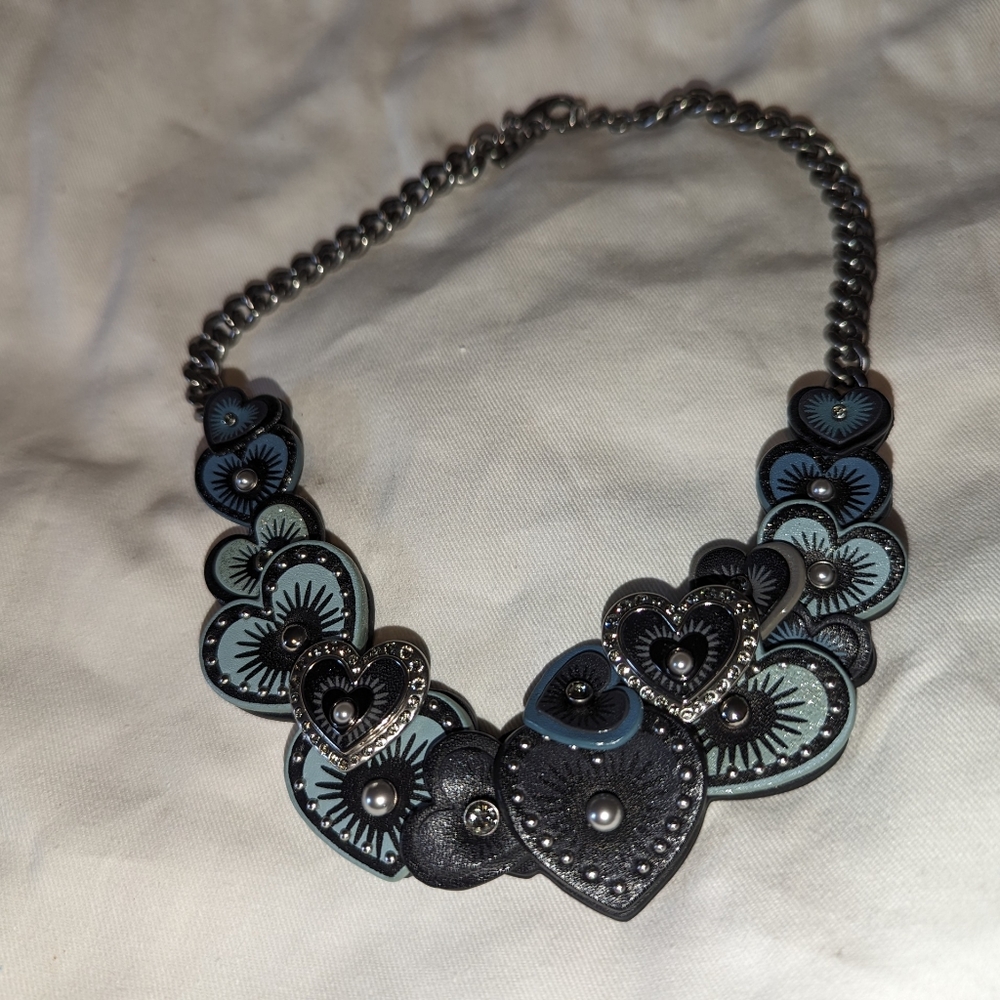 Coach Leather Heart Necklace